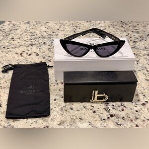 Balmain Black Monogram Cat-Eye Sunglasses